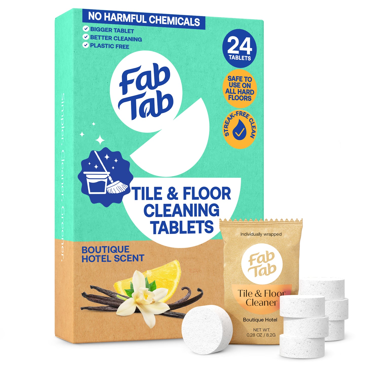 Eco-Friendly, Plastic Free and Non-Toxic Tile and Floor Cleaning Tablets 24 Pack from FabTab