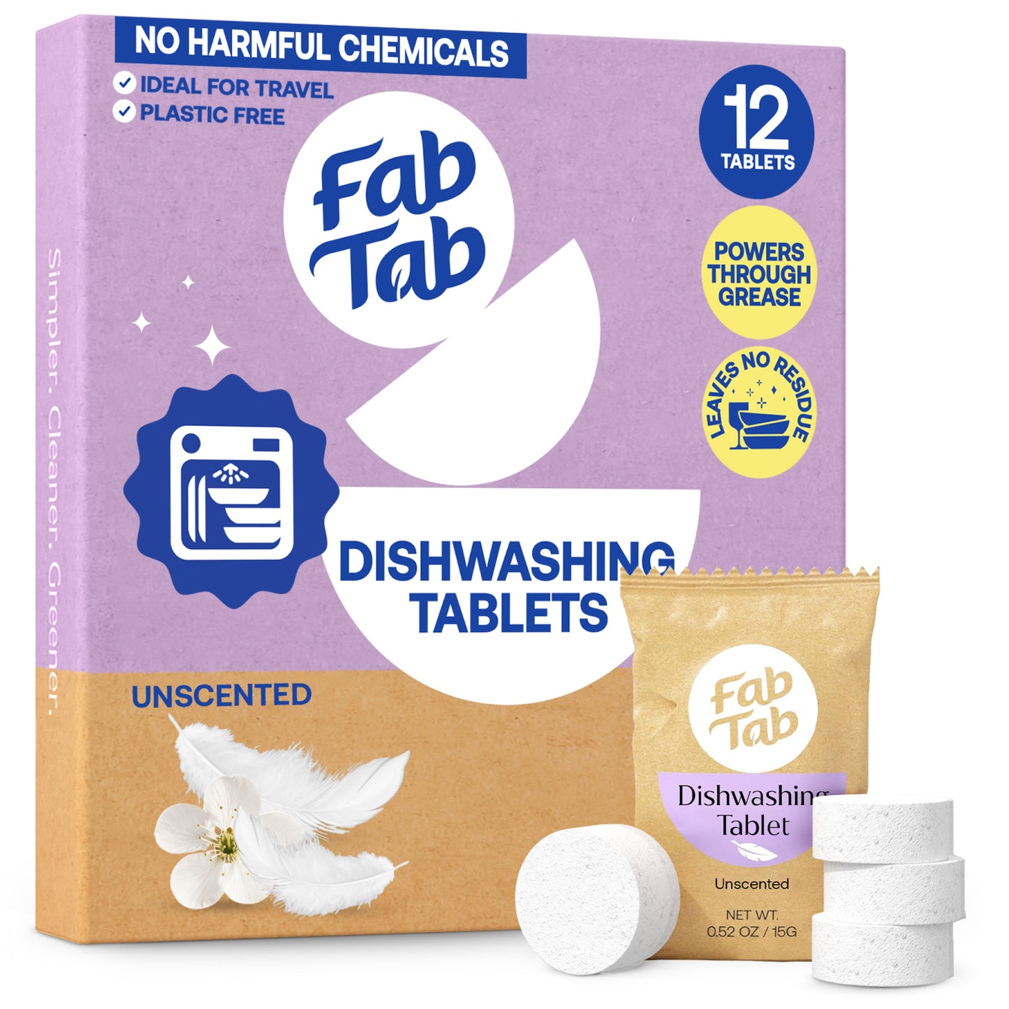 Eco-Friendly, Plastic Free and Non-Toxic Dishwashing Tablets 12 Tablets from FabTab