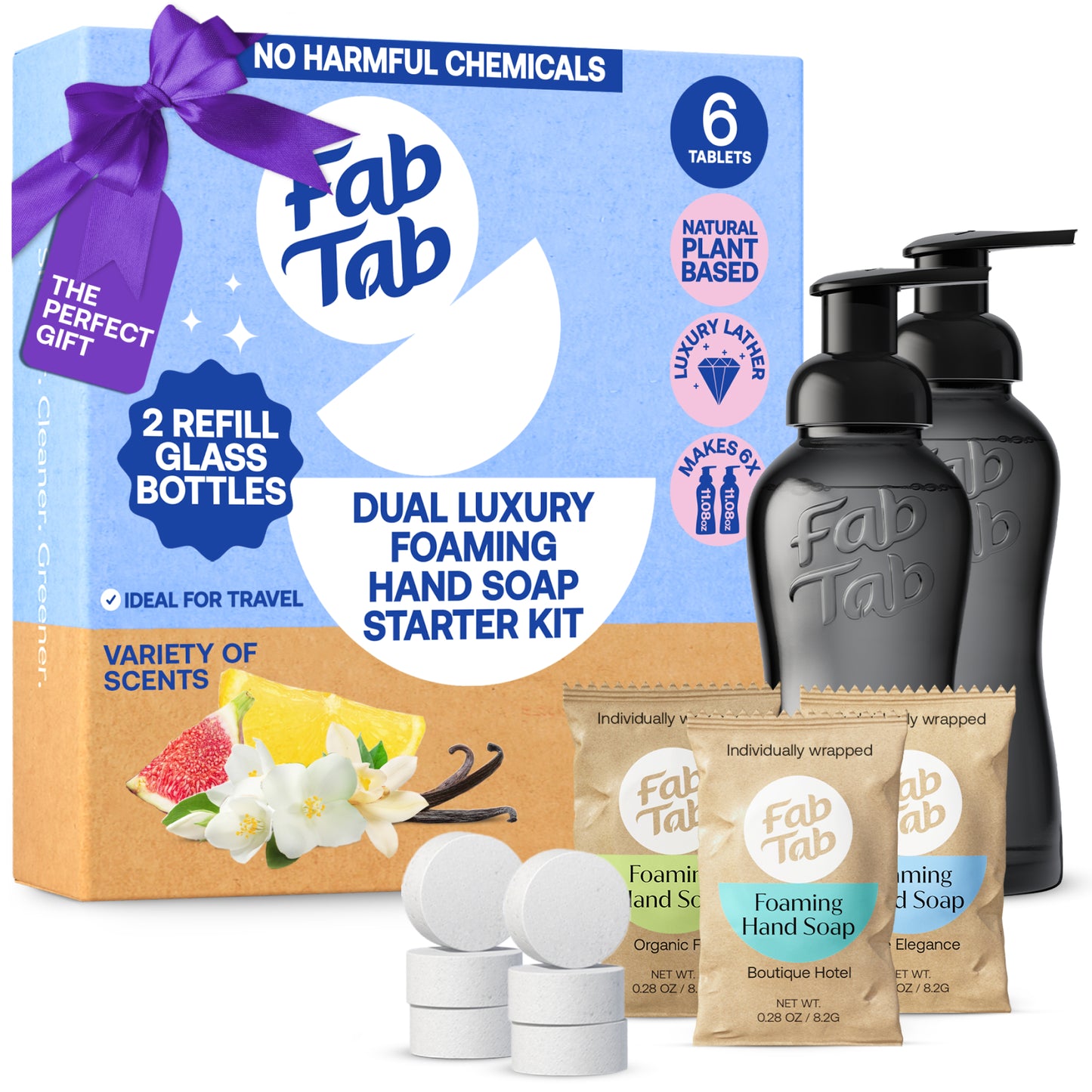 Eco-Friendly, Plastic Free and Non-Toxic Dual Luxury Foaming Hand Soap Starter Kit from FabTab