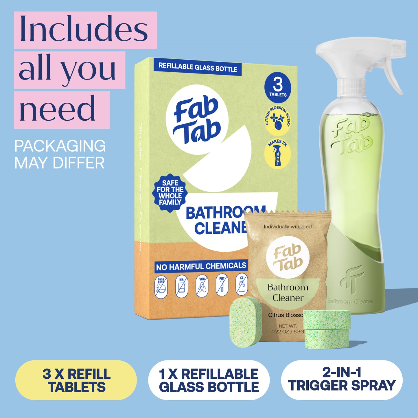 Eco-Friendly, Plastic Free and Non-Toxic Bathroom Cleaner Starter Kit from FabTab