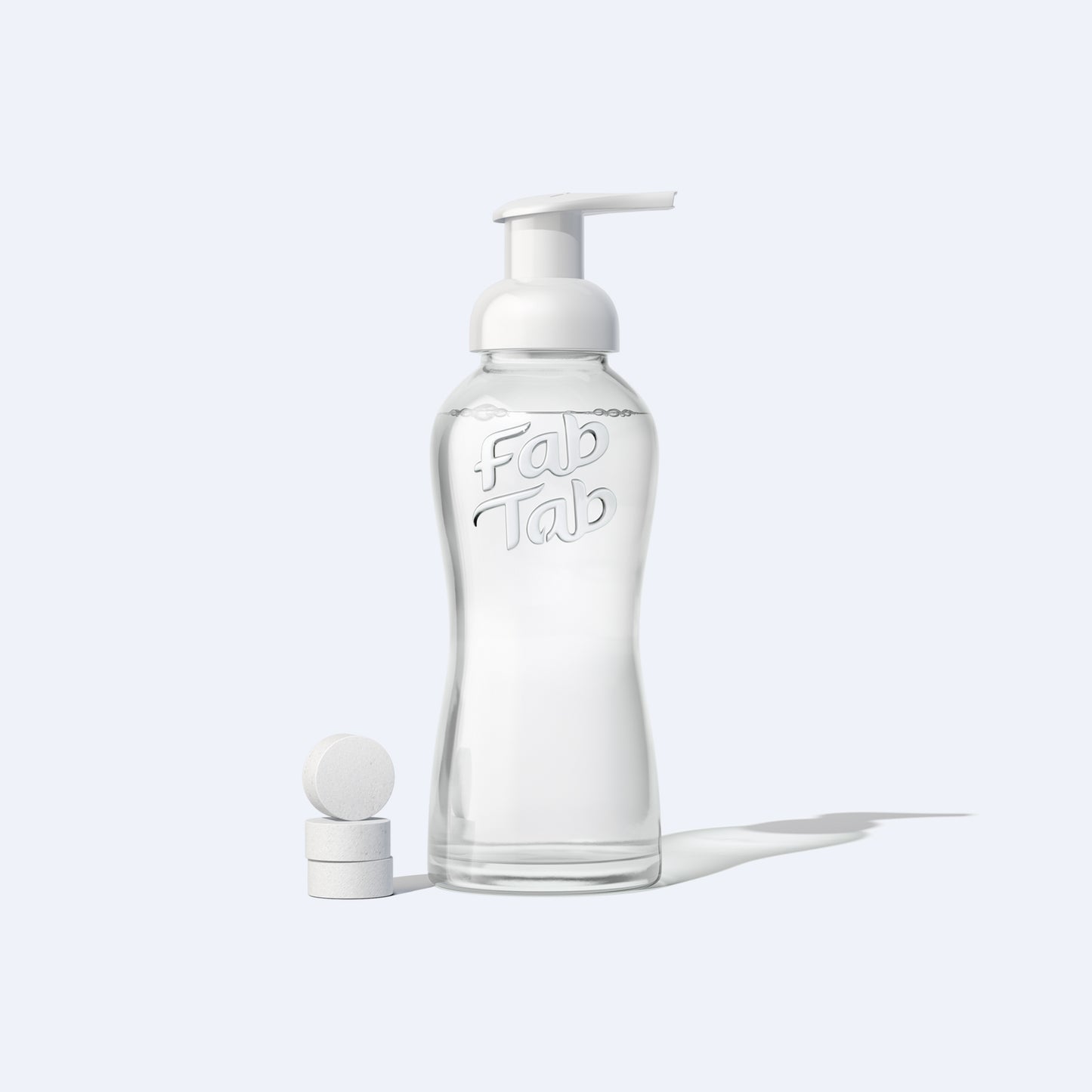 Eco-Friendly, Plastic Free and Non-Toxic Foaming Hand Soap Starter Kit | 1 Glass Bottle + 3 Refill Tablets from FabTab