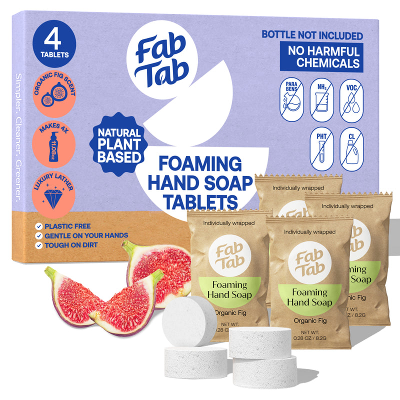 Eco-Friendly, Plastic Free and Non-Toxic Foaming Hand Soap Refill Tablets 4 Tablet Pack Organic Fig from FabTab