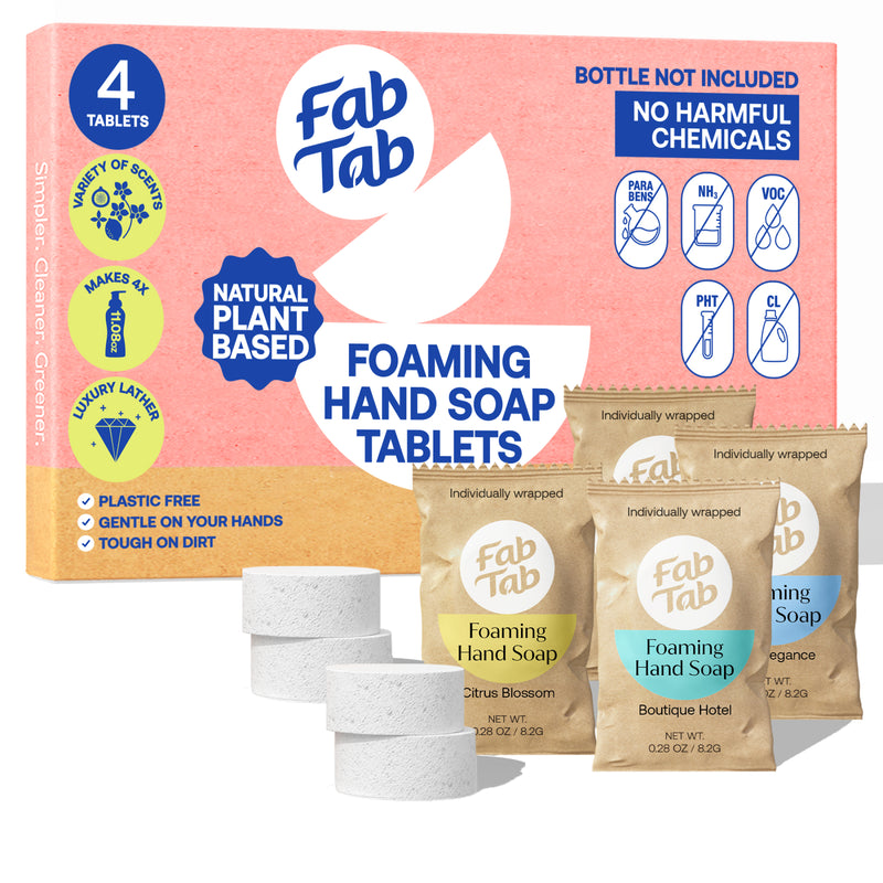 Eco-Friendly, Plastic Free and Non-Toxic Foaming Hand Soap Refill Tablets 4 Tablet Pack Variety Pack from FabTab