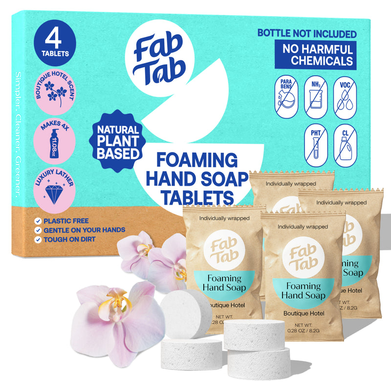 Eco-Friendly, Plastic Free and Non-Toxic Foaming Hand Soap Refill Tablets 12 Tablet Pack from FabTab