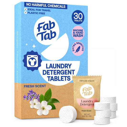 Eco-Friendly, Plastic Free and Non-Toxic Laundry Detergent Tabs - Fresh Scent 30 Loads from FabTab