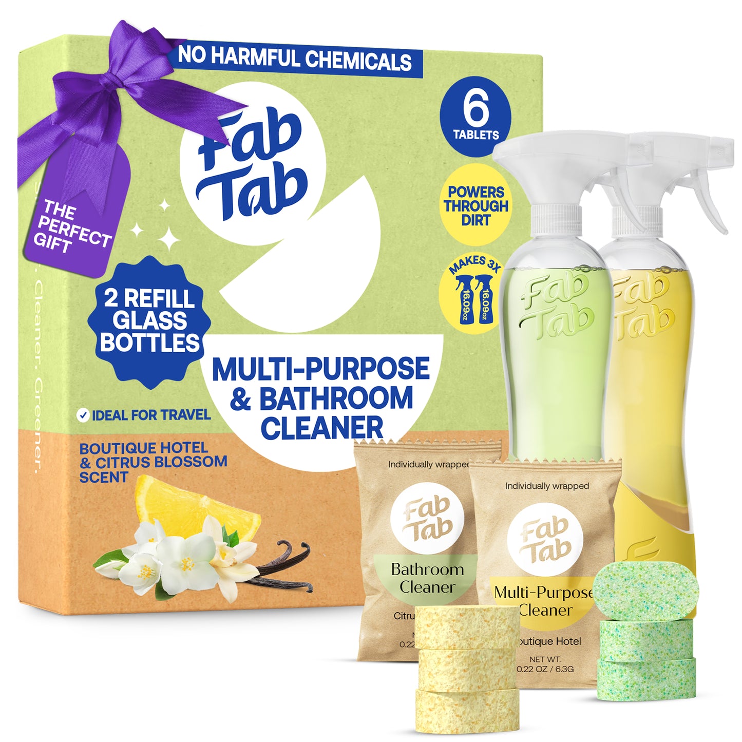 Eco-Friendly, Plastic Free and Non-Toxic Multi-Purpose & Bathroom Cleaner Starter Kit from FabTab