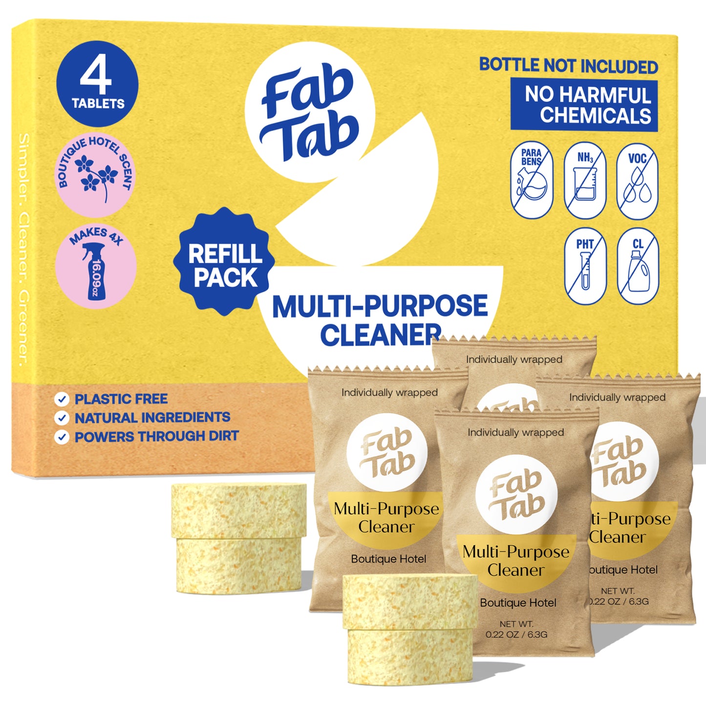 Eco-Friendly, Plastic Free and Non-Toxic Multi-Purpose Cleaning Spray - Refill Packs from FabTab