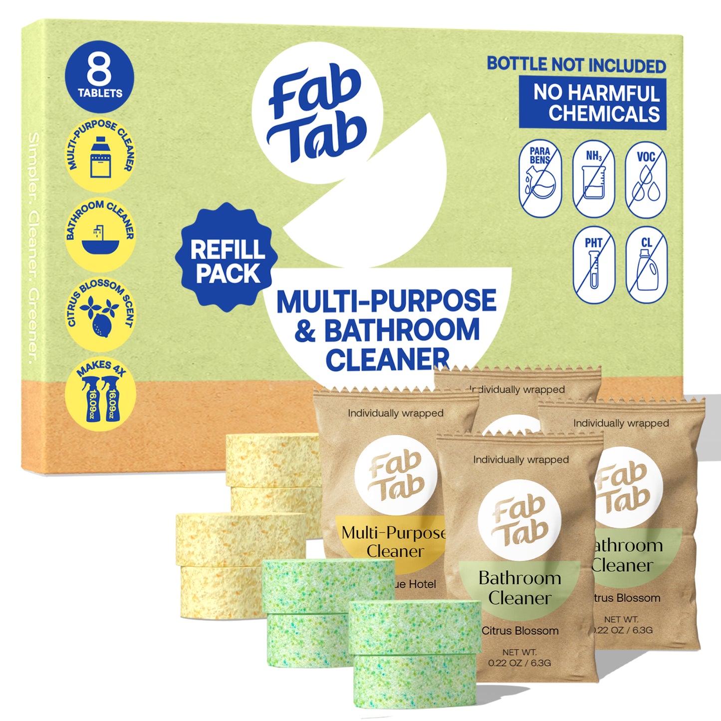 Eco-Friendly, Plastic Free and Non-Toxic Multi-Purpose & Bathroom Cleaner Refill from FabTab