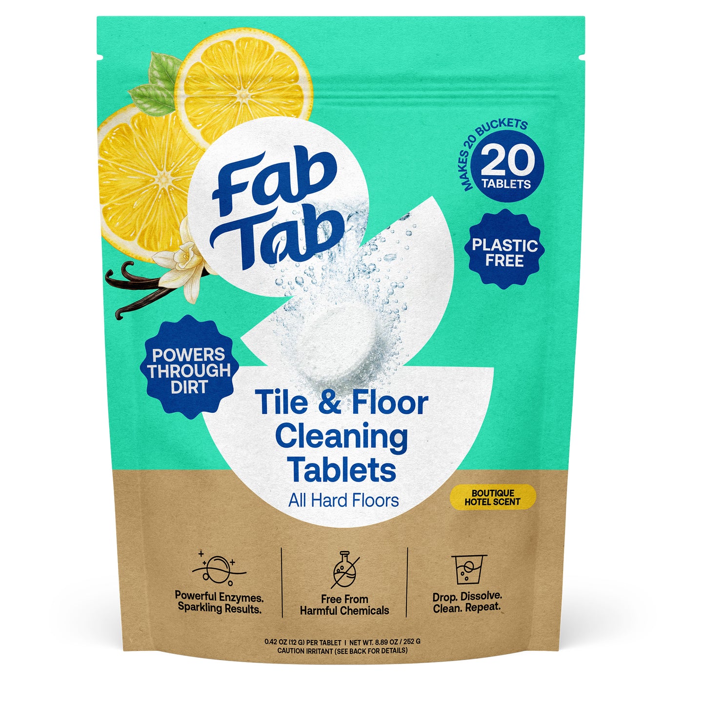 Eco-Friendly, Plastic Free and Non-Toxic Tile and Floor Cleaning Tablets 20 Pack from FabTab