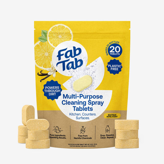 Eco-Friendly, Plastic Free and Non-Toxic Multi-Purpose Cleaner Refill Tablets 20 Tablet Pack from FabTab