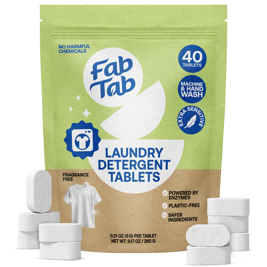 Eco-Friendly, Plastic Free and Non-Toxic Laundry Detergent Tablets | Fragrance-Free 40 Tablets from FabTab