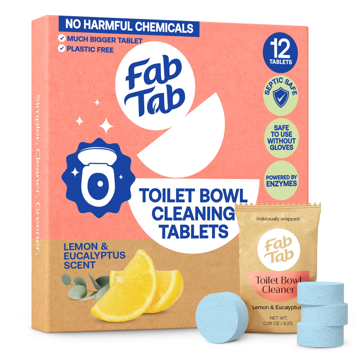 Eco-Friendly, Plastic Free and Non-Toxic Toilet Bowl Cleaner Tablets 12 Tablets from FabTab
