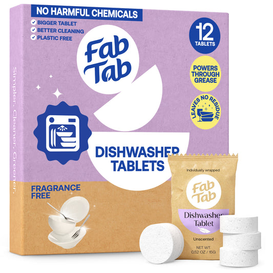Eco-Friendly, Plastic Free and Non-Toxic Dishwasher Tablets 12 Tablets from FabTab