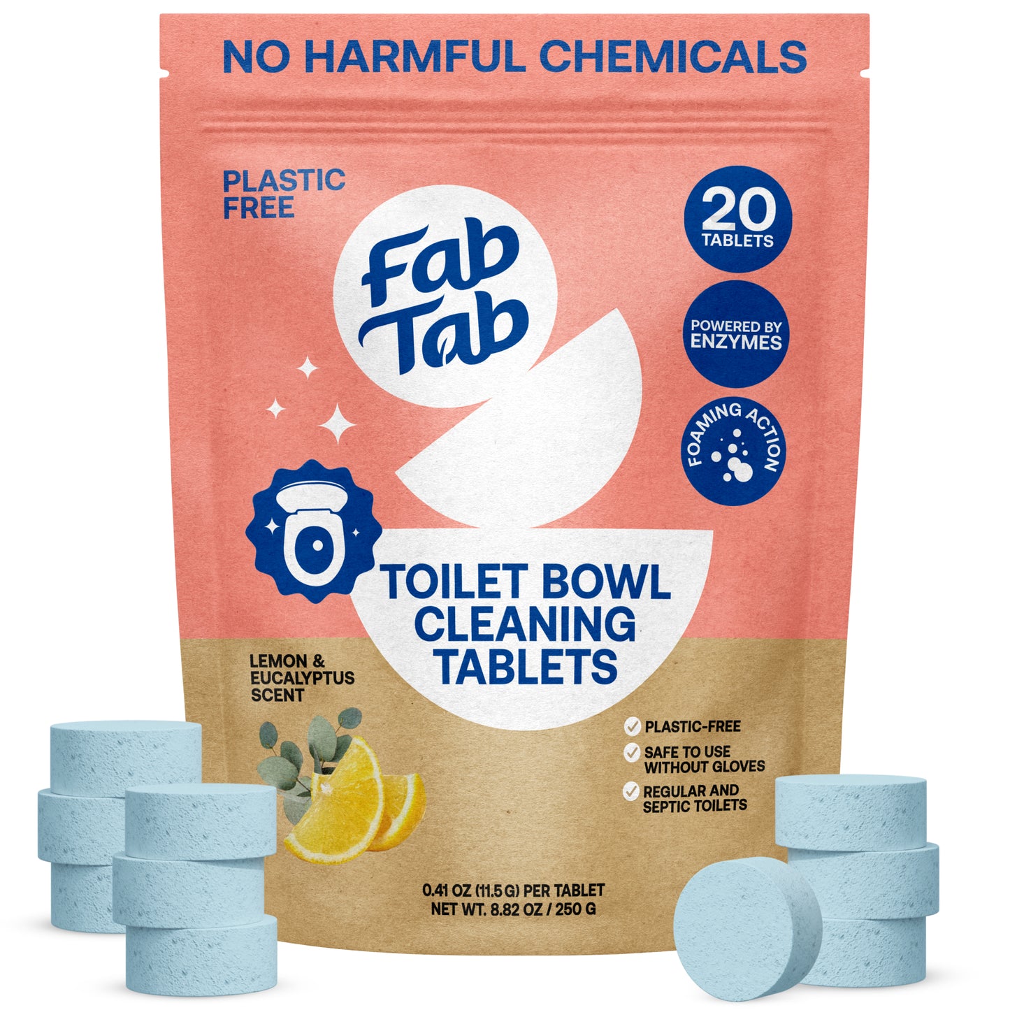 Eco-Friendly, Plastic Free and Non-Toxic Toilet Bowl Cleaning Tablets 20 Tablets from FabTab