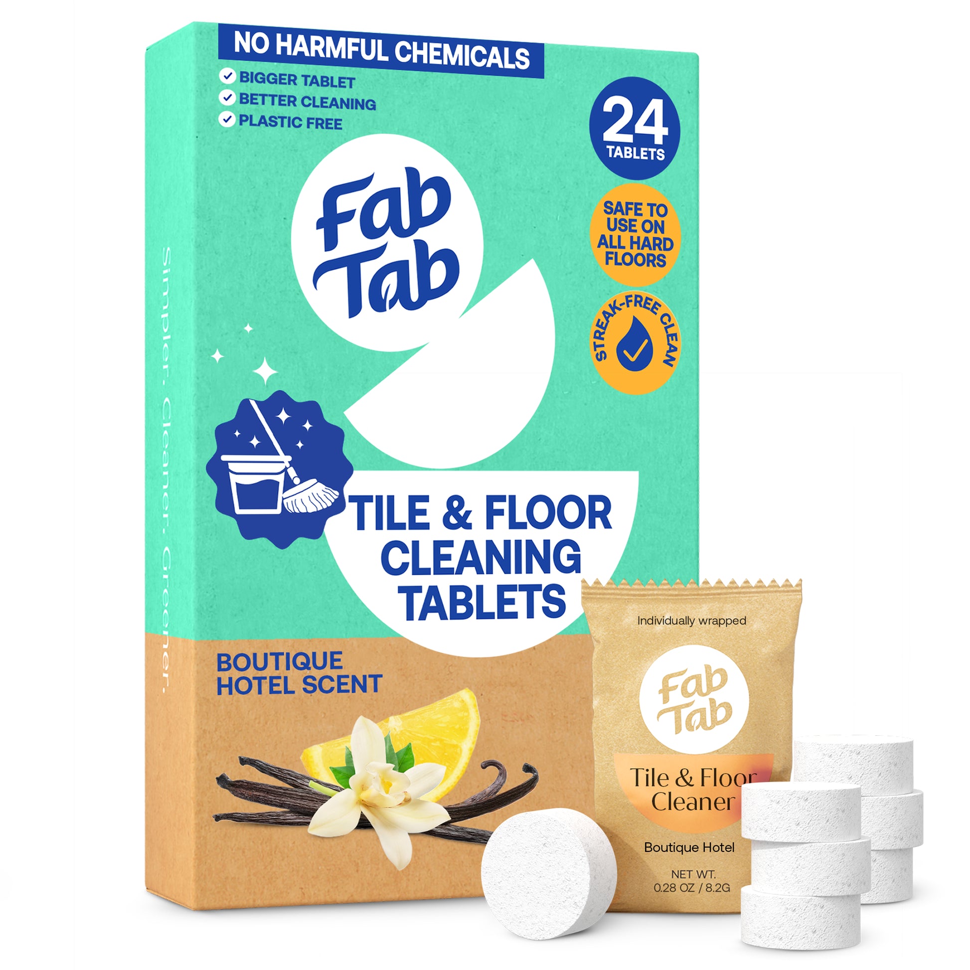 Eco-Friendly, Plastic Free and Non-Toxic Tile and Floor Cleaning Tablets 24 Pack from FabTab