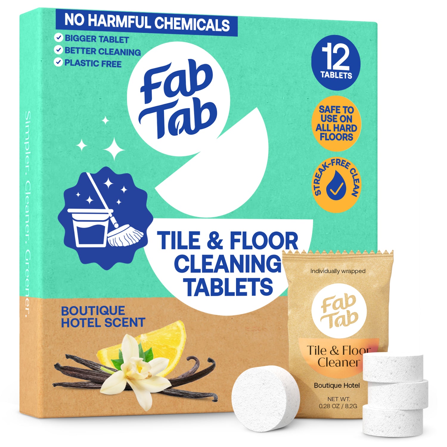 Eco-Friendly, Plastic Free and Non-Toxic Tile and Floor Cleaning Tablets 12 Pack from FabTab