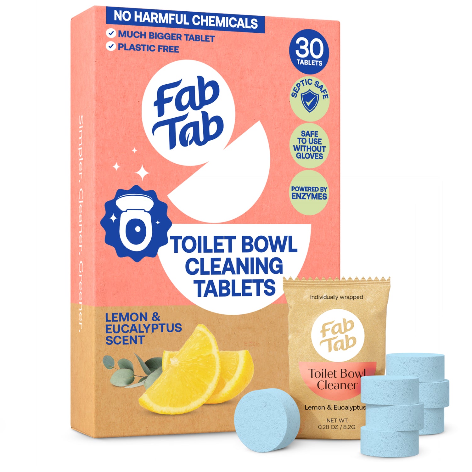 Eco-Friendly, Plastic Free and Non-Toxic Toilet Bowl Cleaning Tablets 30 Tablets from FabTab