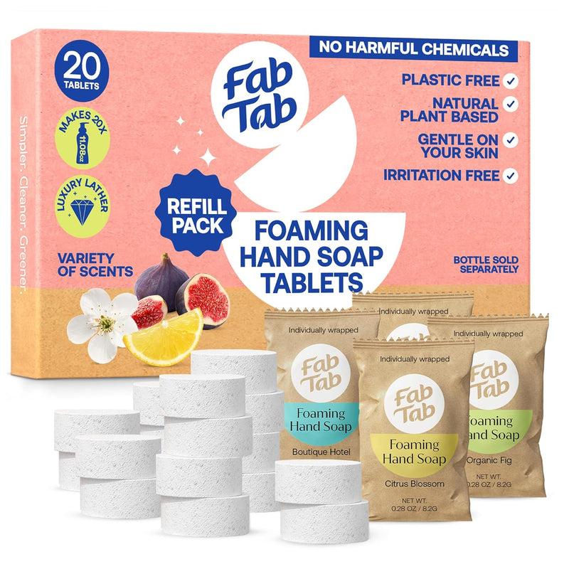 Eco-Friendly, Plastic Free and Non-Toxic Foaming Hand Soap Refill Tablets 20 Tablet Pack Variety Pack from FabTab