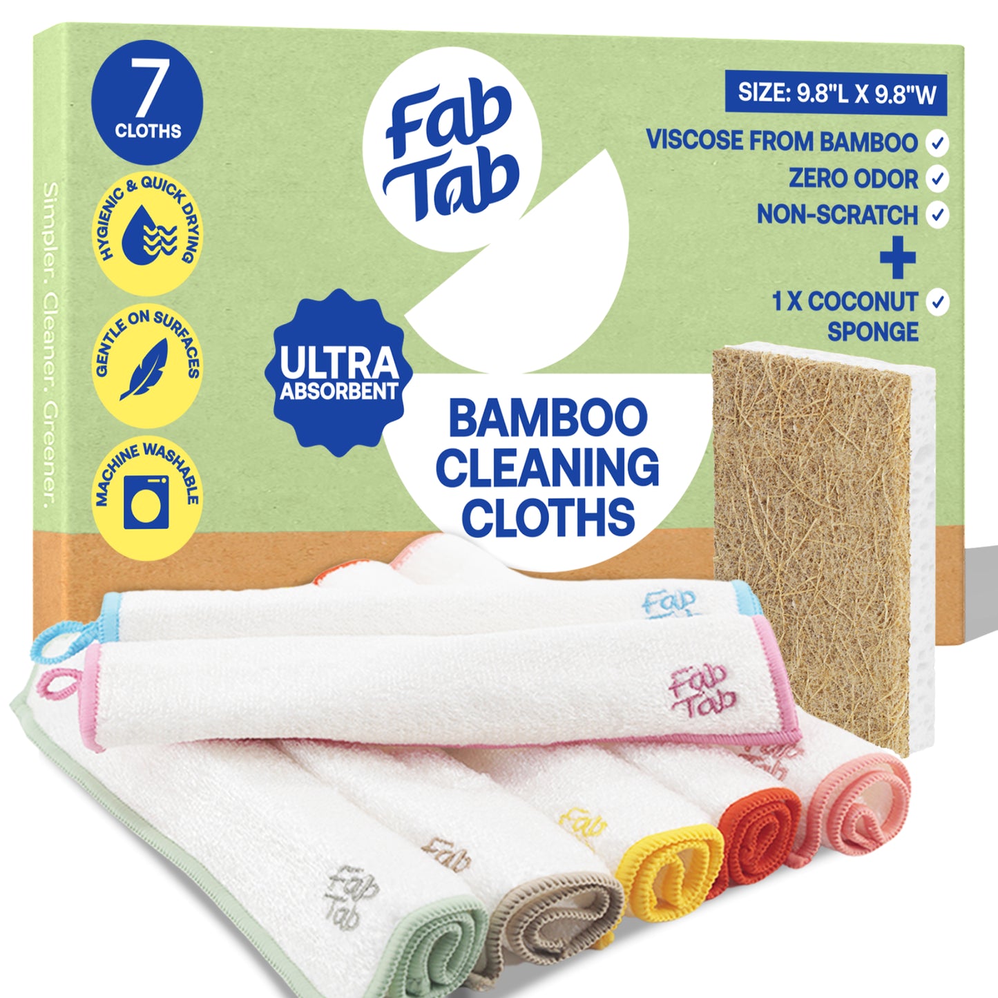 Bamboo Cleaning Cloths -Large - Plus Coconut Scrubber