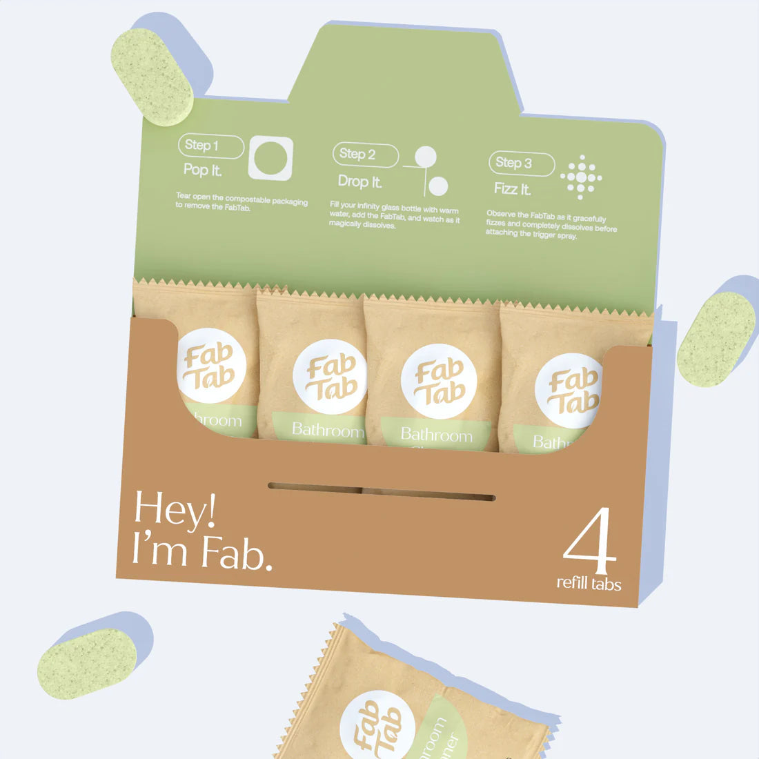 Load video: &lt;p&gt;Grab a FabTab Bathroom Cleaner tablet and remove it from the compostable wrapper.&lt;/p&gt;
