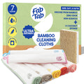 Eco-Friendly, Plastic Free and Non-Toxic Bamboo Cleaning Cloths 7 Pieces Plus Coconut Sponge Large from FabTab