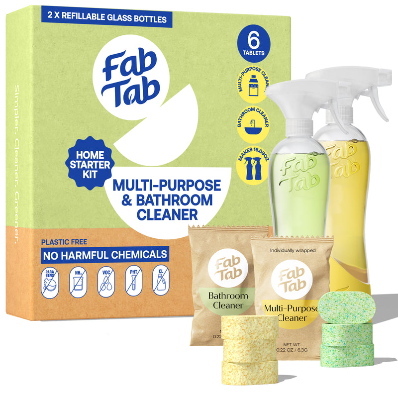 Eco-Friendly, Plastic Free and Non-Toxic Multi-Purpose & Bathroom Cleaner Starter Kit from FabTab