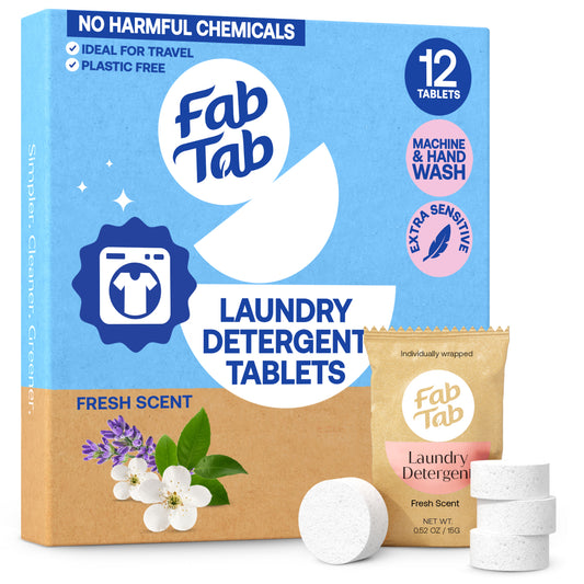 Eco-Friendly, Plastic Free and Non-Toxic Laundry Detergent Tabs - Fresh Scent 12 Loads from FabTab