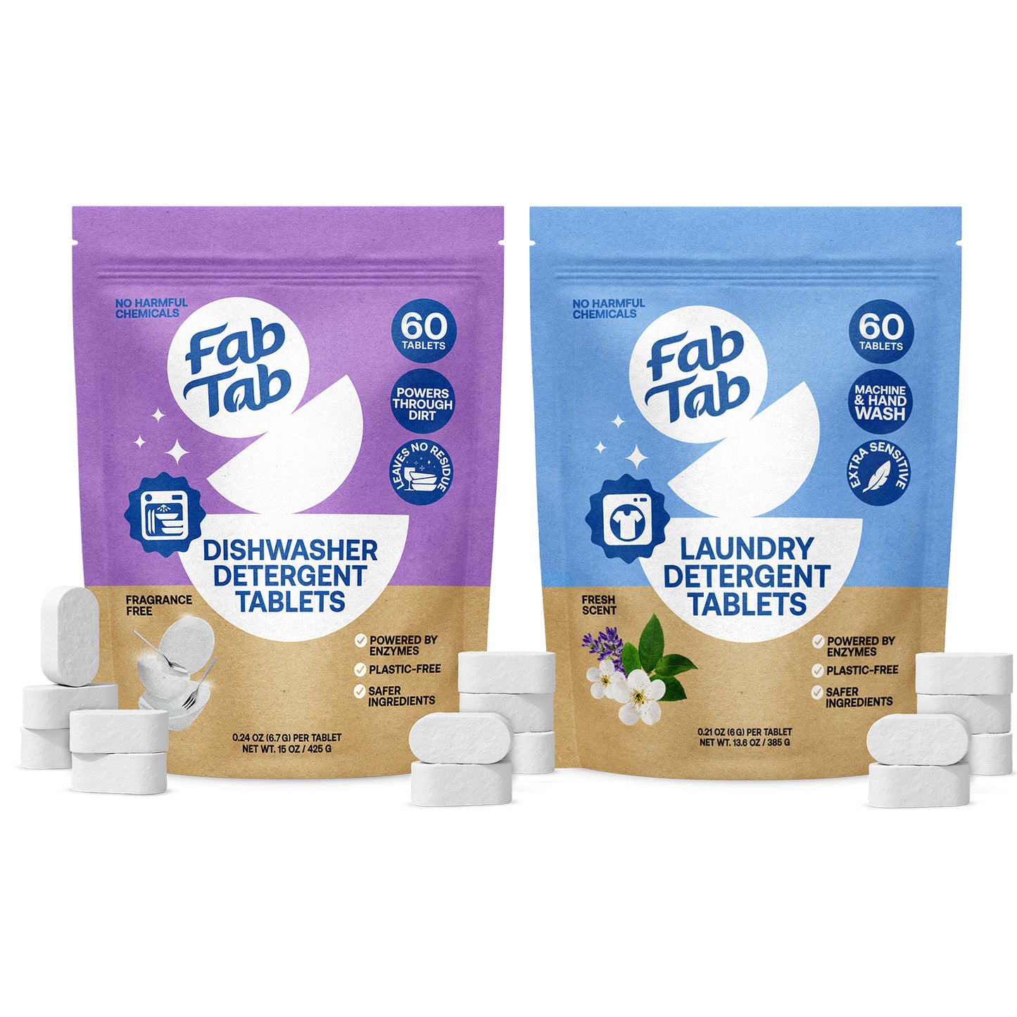 Eco-Friendly, Plastic Free and Non-Toxic Dishwasher & Laundry Detergent Bundle from FabTab