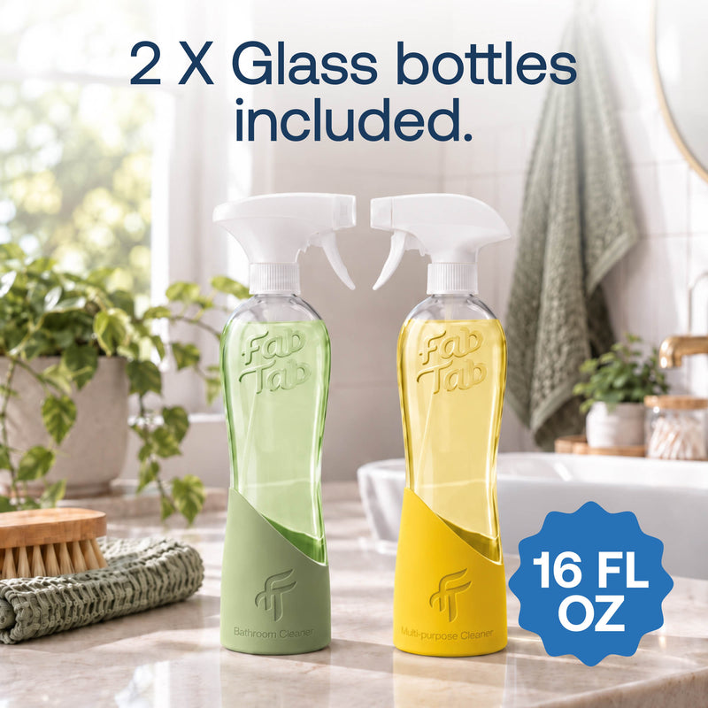 Eco-Friendly, Plastic Free and Non-Toxic Multi-Purpose & Bathroom Cleaner Starter Kit from FabTab