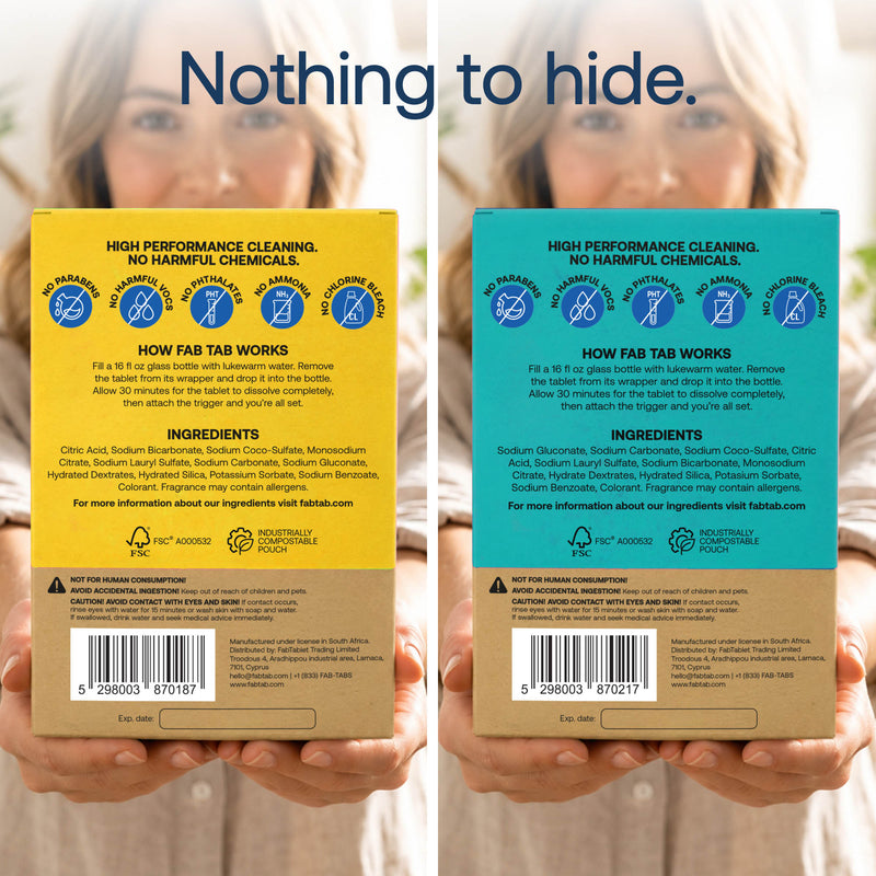 Eco-Friendly, Plastic Free and Non-Toxic Multi-Purpose & Bathroom Cleaner Starter Kit from FabTab