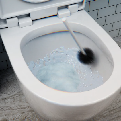 Load video: &lt;p&gt;Grab your trusty toilet brush and clean around the bowl, hitting all those nooks and crannies, under the rim, and anywhere the dirt dares to hide.&lt;/p&gt;
