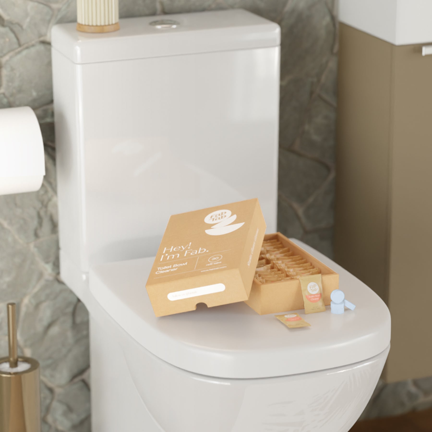 Charger la vidéo : &lt;p&gt;Our toilet cleaning tablets arrive in packaging that&#39;s as eco-friendly as our formula! Crafted from recycled materials, this box is your ticket to guilt-free cleaning. Once you&#39;re done, simply toss it into your compost bin, watching it transform into nourishing soil for the garden!&lt;/p&gt;