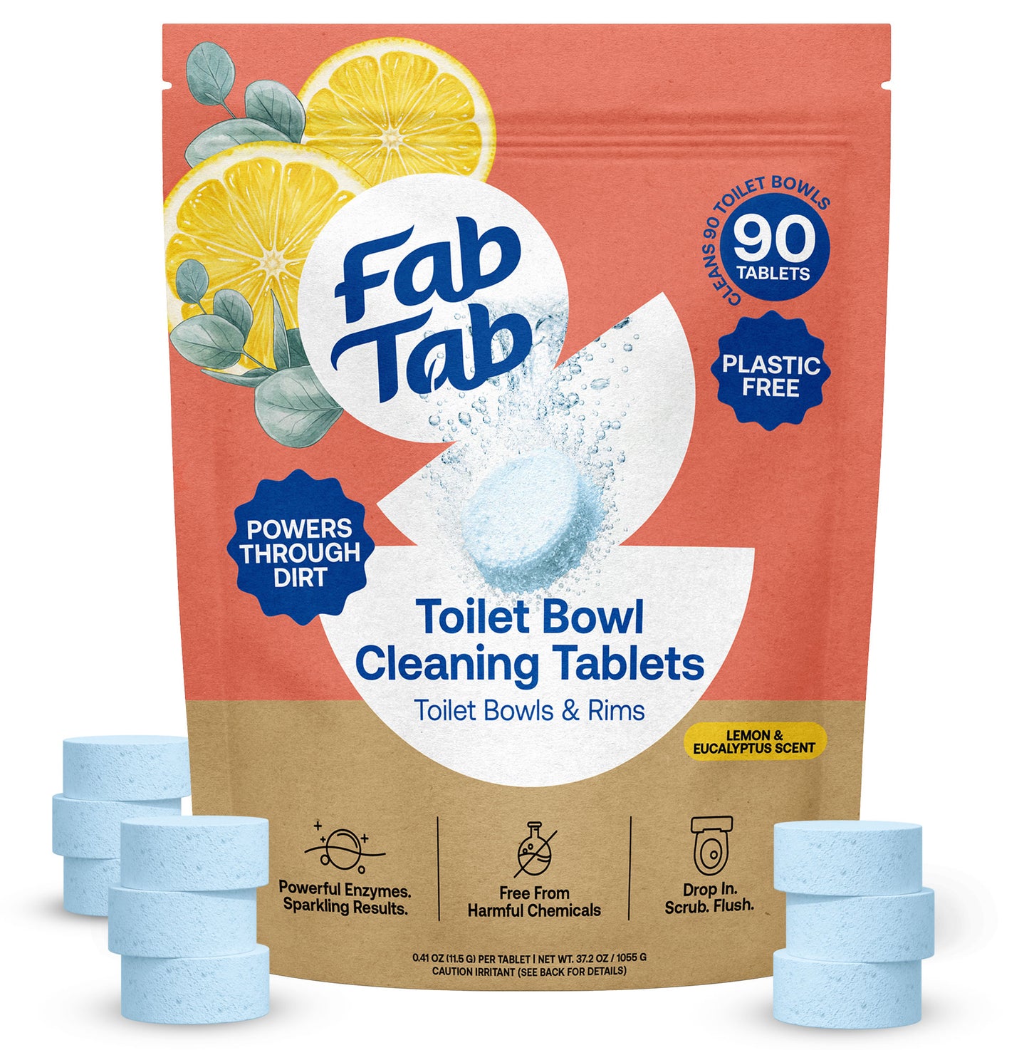 Eco-Friendly, Plastic Free and Non-Toxic Toilet Bowl Cleaning Tablets 90 Tablets from FabTab