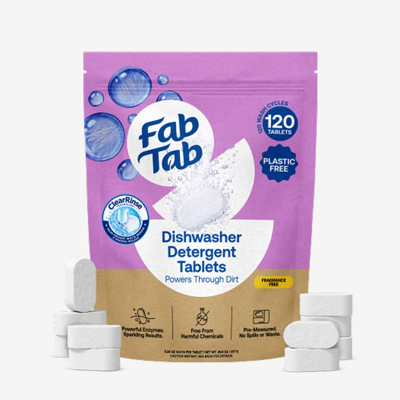 Eco-Friendly, Plastic Free and Non-Toxic Dishwasher Detergent Tablets 120 Tablets from FabTab