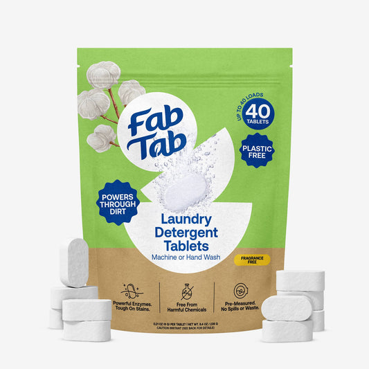 Eco-Friendly, Plastic Free and Non-Toxic Laundry Detergent Tablets 40 Tablets from FabTab